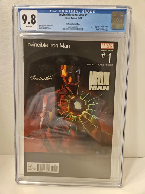 CGC 9.8 Hip Hop Variant:  Invincible Iron Man #1 2015 50 Cent Album Homage