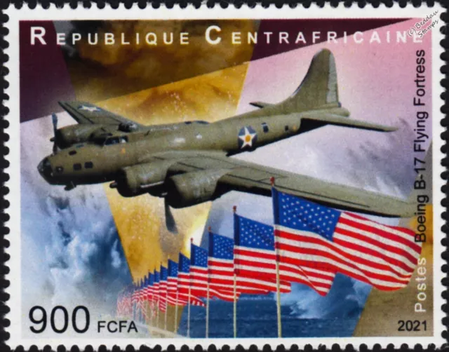 WWII Pearl Harbor Memorial & Boeing B-17 Flying Fortress Aircraft Stamp (2021)