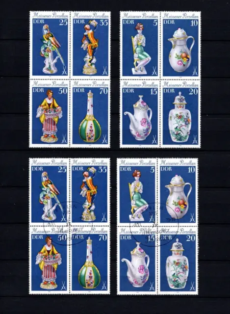 DDR  1979  Nr. 2464 - 2471 -Meiss. Porzellan -Postfrisch+Gestempelt Viererblöcke