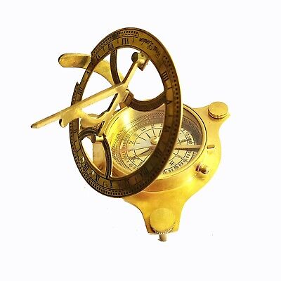 Nautical Sundial Brass Compass Vintage Antique Maritime Navigation Compass Gift