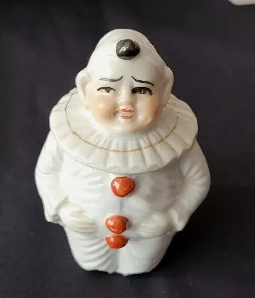 Ancien moutardier en porcelaine en forme de PIERROT