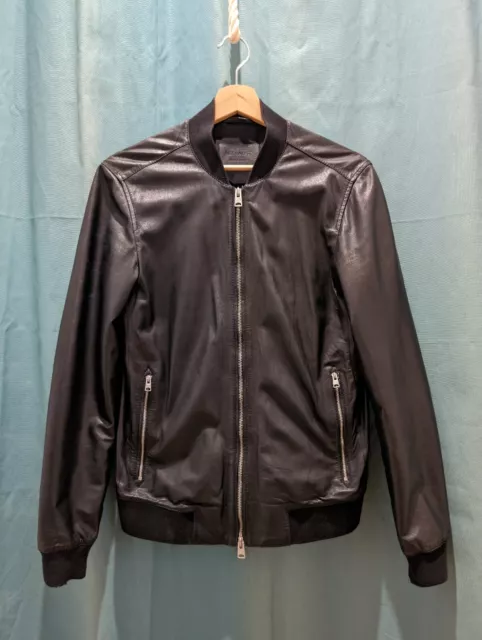 ALL SAINTS MOWER Leather Bomber Jacket XL Current Season 150.00 PicClick UK