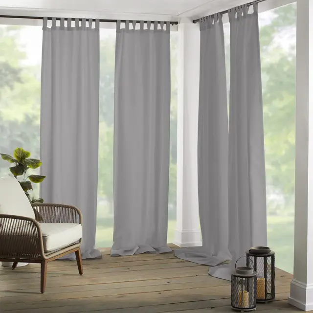 Matine Solid Tab-Top Indoor/Outdoor Curtain Panel, 52 Inches X 95 Inches, Gray