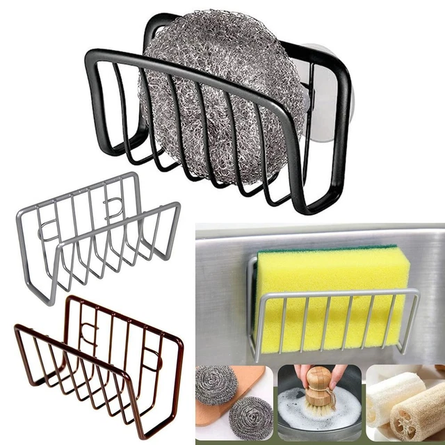 ZSMJAER Lot 3 Porte-Éponge Évier Acier Inoxydable – Adhésif Mural, Égouttoir Cuisine Durable Anti-Rouille