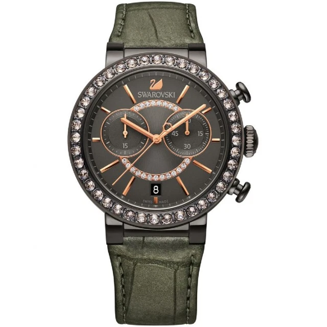 Swarovski Womens Citra Cphere Chrono Gun Metal Quartz Watch - 5122040