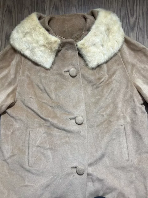 VTG VELMURE DUMAS Coat Light Brown Coat Fur Collar union made $24.00 ...