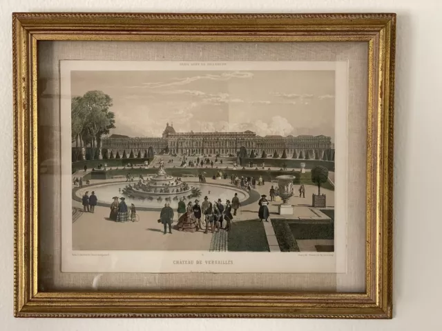 'Splendors of Paris' 1861 Framed  Lithograph - Versailles -Nicolas Chapuy