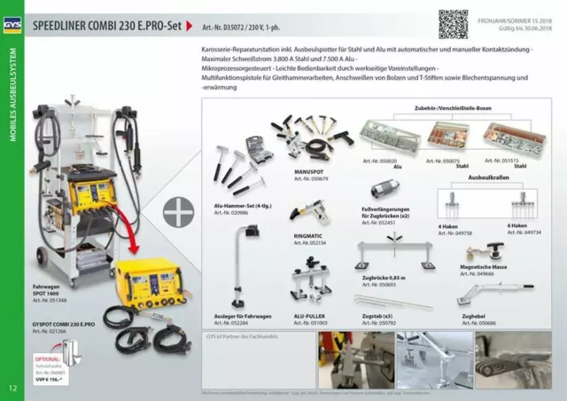 GYS Spotter Ausbeulspotter SPEEDLINER COMBI 230 E.PRO D35072 Komplettset