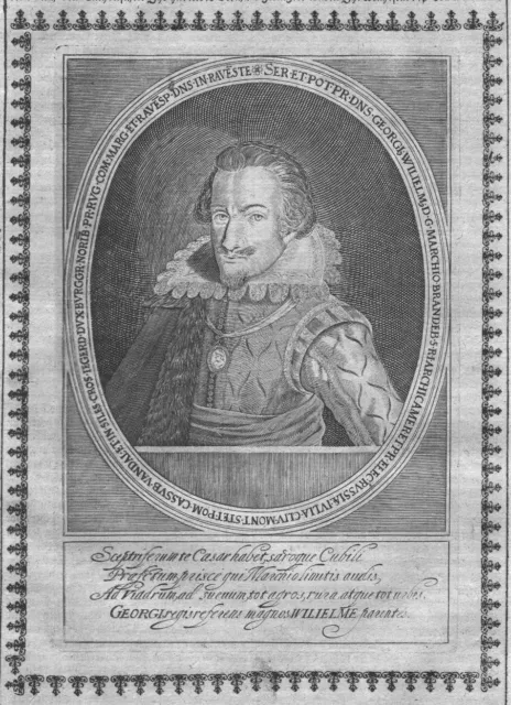 1640 Georg Wilhelm Príncipe Elector Brandenburgo Markgraf Retrato Grabado
