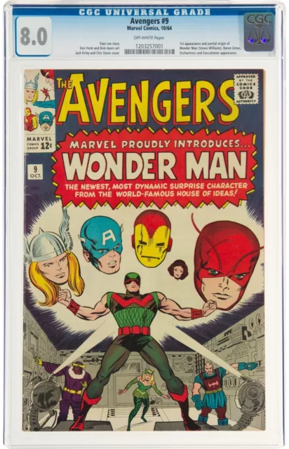 Avengers #9 (Oct 1964, Marvel Comics) CGC 8.0 VF | Origin of Wonder Man