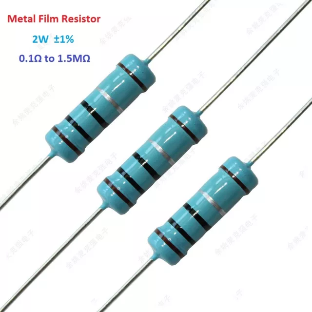 100pcs Metal Film Resistor 2W Tolerance ±1% Full Range of Values(0.1Ω to 1.5MΩ)