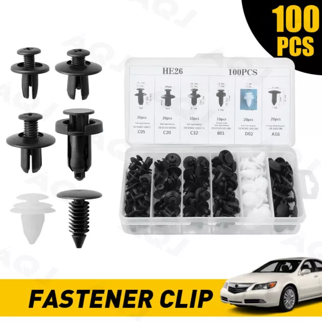 Clip Fender Trim Car Auto Push Pin Rivet Bumper Door Panel Retainer Fastener Kit