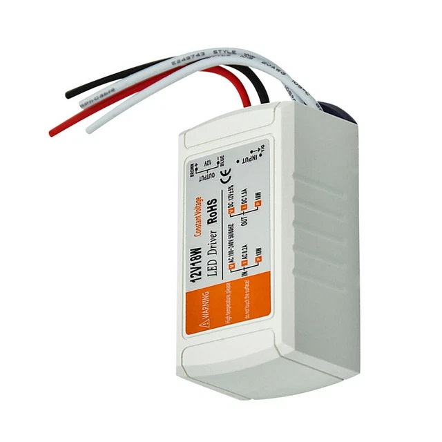 WHITE AC-DC CONVERTER LED Driver Adapter AC 120V/240V to 12V 18W ...