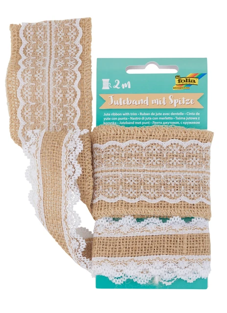 Juteband mit Spitze 2 x 1 m