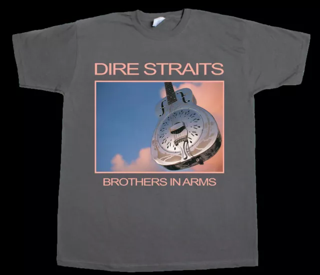 Dire Straits Brothers In Arms Mark Knopfler Rock New Grey T-Shirt
