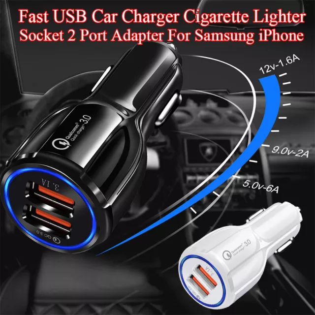 Adaptateur De Chargeur De Voiture Rapide Qc 3.0 À 2 Ports Usb Pour Iphone F