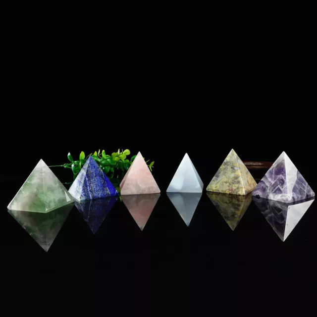 2" Natural Crystal Quartz Pyramid Tower Energy Stone Reiki Healing Home Decor