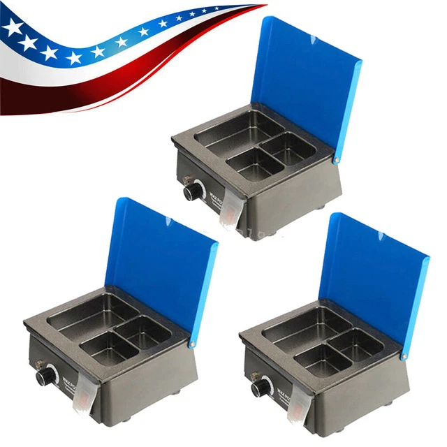 3PCS 300W Dental Analog Wax Heater Pot 3-Well Digital Waxer Melting Dipping USA