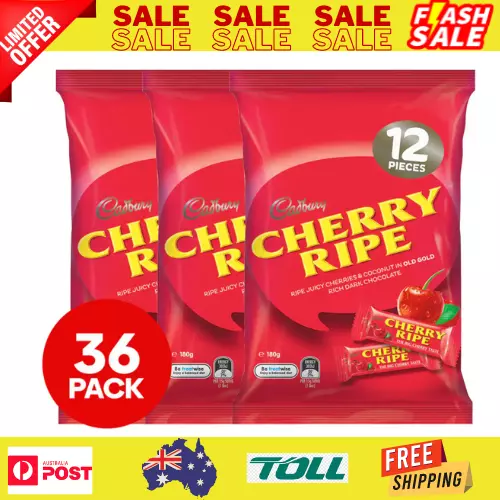 3 X Cadbury Cherry Ripe Share Pack 180g Ripe Juicy Cherries & Coconut