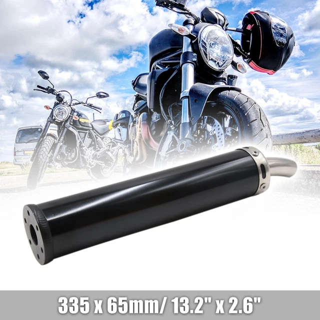 350 x 65mm Black Stainless Steel Cylinder Shaped Motorcycle Exhaust Pipe Muffler