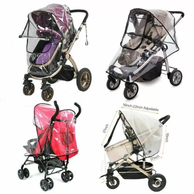 Universal Baby Pushchair Stroller Raincover Clear Rain Cover Pram Buggy w Window