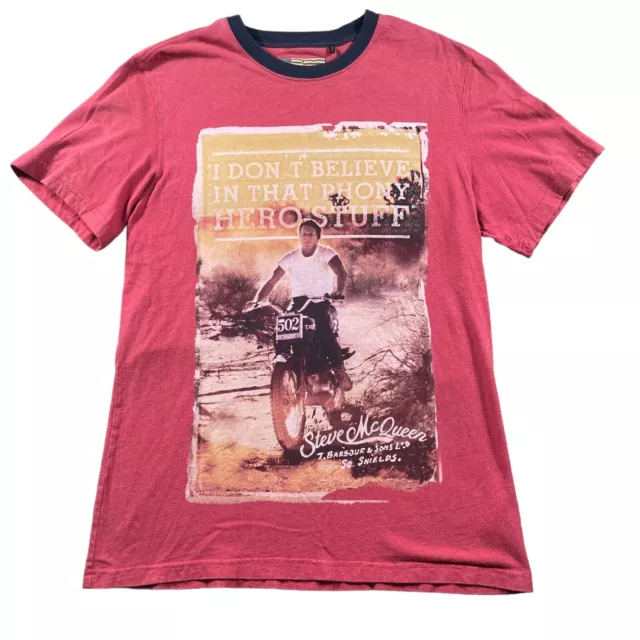 Barbour International Steve McQueen Collection Red Motorcycle Graphic Tee Sz L