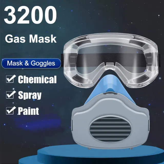Half Face Gas Mask Chemical Spray Paint Respirator Vapor Filter +Goggles US SHIP