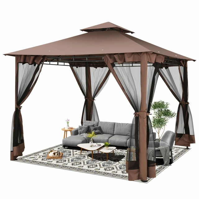 Gartenpavillon Pavillon 3x3 m Gartenzelt Partyzelt mit Doppeldach Moskitonetz