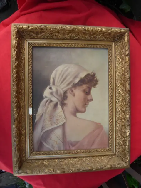 19th Century Antique  Oil Painting  on canvas Beautiful  Woman