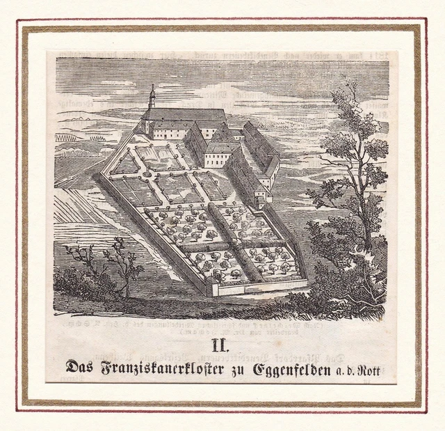 Kloster Eggenfelden LK Regensburg Bayern woodcut Holzstich 1870