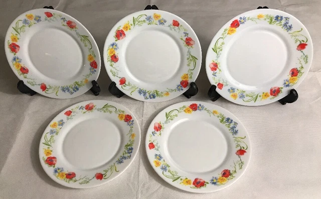 Lot de 5 assiettes à dessert vintage décor fruits - Arcopal - Arts de la table