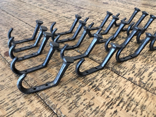 20 Rustic Coat Hooks Cast Iron Wall Mount Hat Hook Towel Railroad Spikes Bath 2