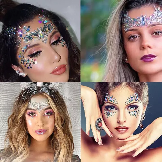 ✿ Gesicht Acryl Diamant Sticker Makeup Glitzer Strass Selbstklebend DIY  Deko ✪