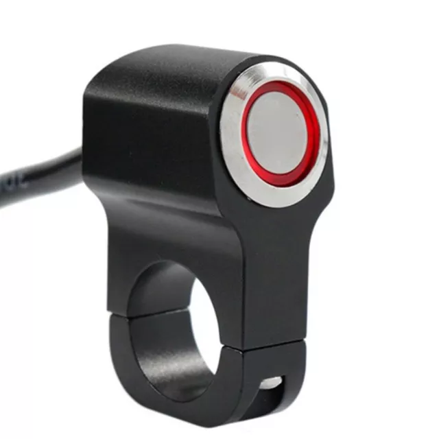 1X Moto Manubrio Faro Pulsante Interruttore Con / LED Rosso Luce Impermeabile.