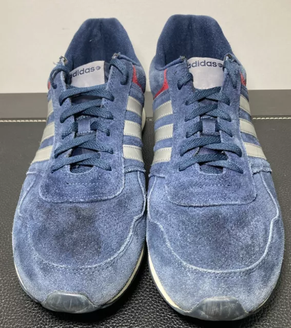 Rare Adidas RUNEO 10K Men's Suede Blue Silver Retro Sneakers Sz 13 3