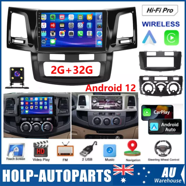 Android 12 Car Stereo Radio GPS CarPlay BT NAVI 2+32G For Toyota Hilux 2005-2014