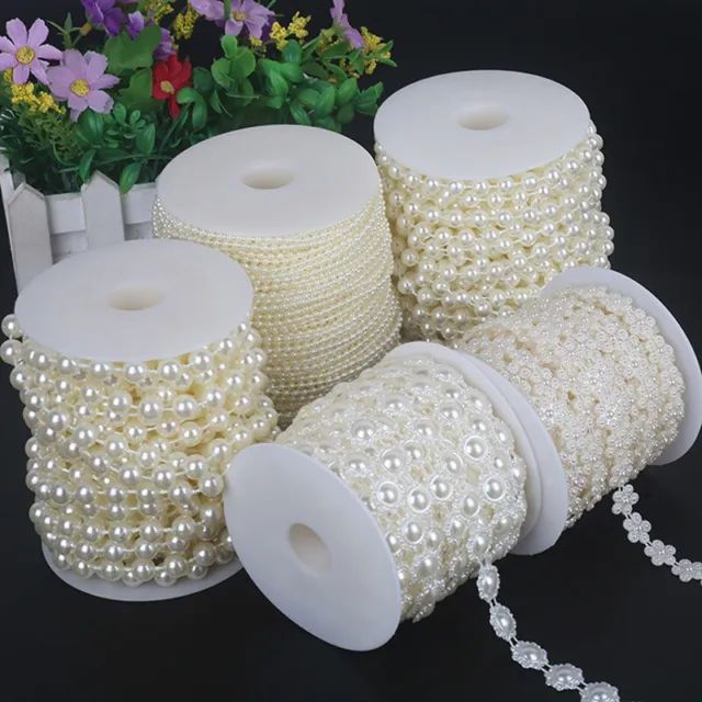 ABS Round Pearl Beads Rope DIY Craft Supplies Jewelry Decoration Wedding Dres~m'
