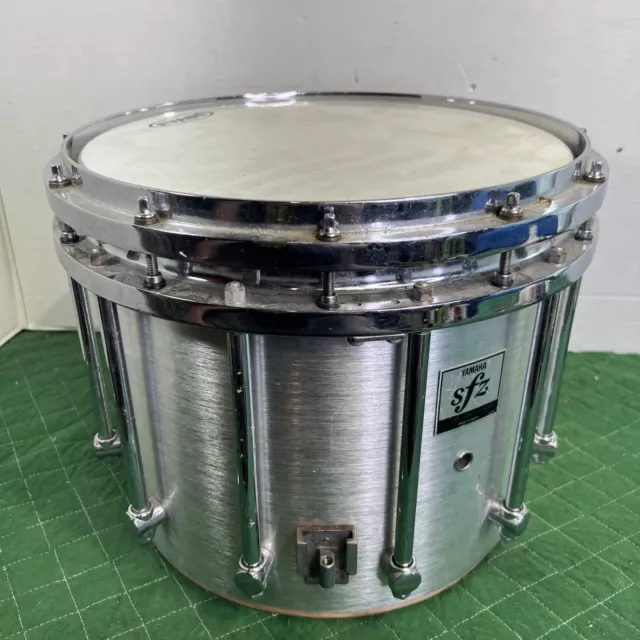 Yamaha 14" SFZ Marching Band Snare Drum Brushed Silver Missing Bottom Hoop As Is