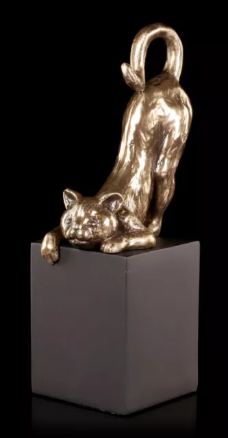 Gatti Figura - Su Nero Monolito - Veronese Simil Bronzo Statua Animale