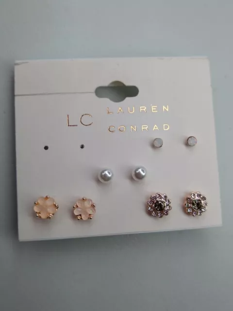 LC Lauren Conrad - 4 Pairs Stud Earrings - Gold Tone