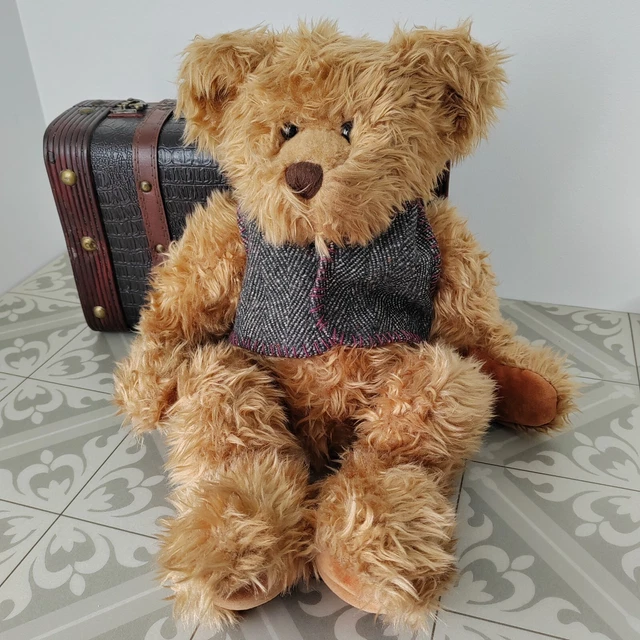 VINTAGE RUSS BERRIE Teddy Bear Plush Soft Toy Waistcoat & Bow Tie 17" £ ...