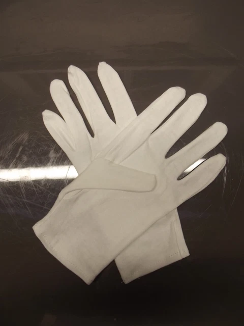 1 Pair White Gloves, Coin, Paper Currency, Inspection, 100% Cotton, Size L, NEW