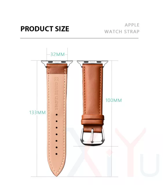 Genuine Leather Strap iWatch Band for Apple Watch Series9 8 7 6 5 4 3 SE 41mm 45 3