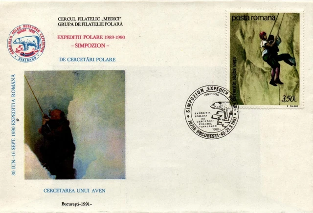 Romania Arctic 2 pr.c. Expedition Polar 1989-1990 sp.cancel Bucuresti 21.03.1991
