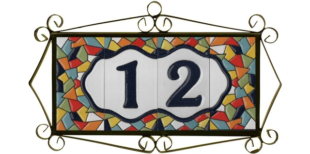 Genuine 11 x 5.5 cm Mosaic Hand-Painted Spanish Ceramic Address Number Tiles