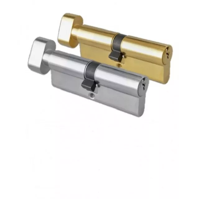Thumbturn 6 Pin Anti Drill Euro Cylinder Door Lock Brass or Chrome All Sizes