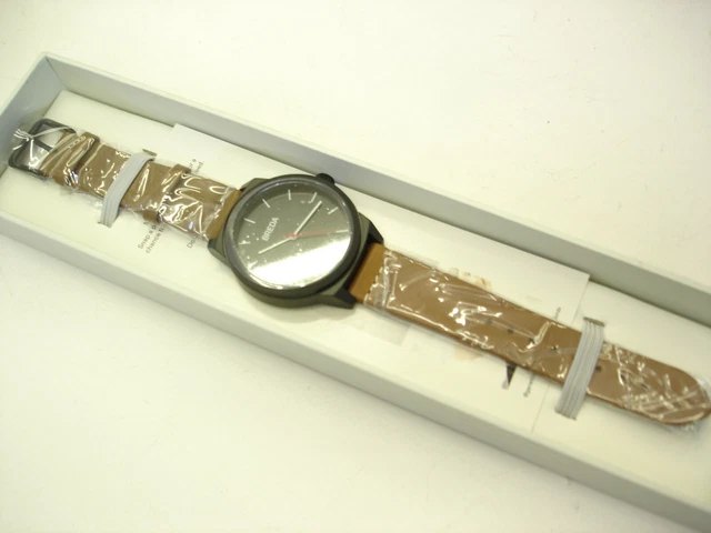 Mens BREDA Inspire Watch Beautiful Black with Brown band Slim sleek NEW 8184a