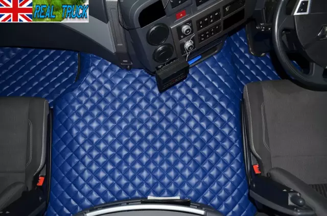 Truck Eco Leather Floor Mats Set  Fit Renault T Range With Engine Hump- Blue