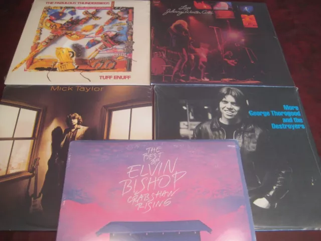 Lot Spécial De 5 Lp Guitaristes Rock Elvin Bishop Thorogood Vaughan Winter Taylor