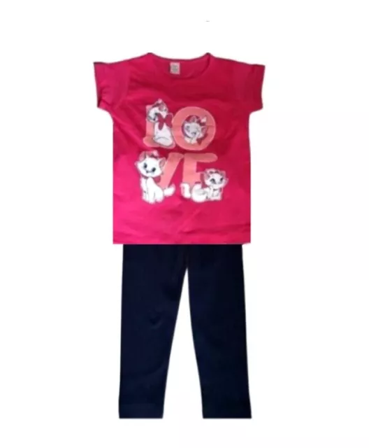 Ensemble T-shirt et legging fille motif chats du 6 au 9 ans couleur rose neuf